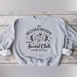 Homebody Social Club Crewneck- Gray